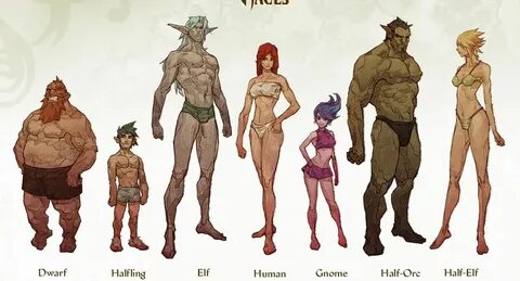 Different race's body proportions Fantasy character design, 