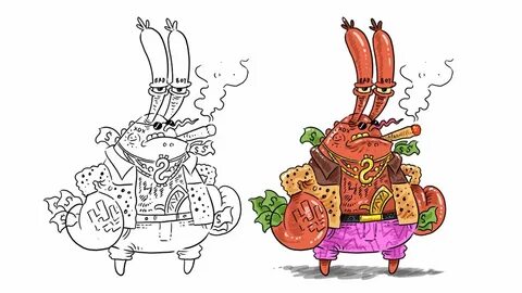 How to draw Bad Boy Mr Crab Spongebob Squarepants - MyHobbyC