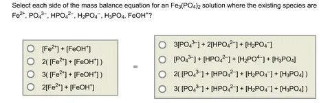 Solved Select each side of the mass balance equation for an 