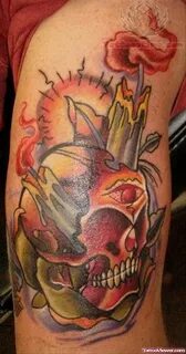 Skull Tophat Candle Tattoo
