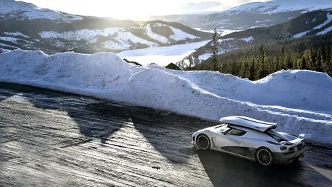 Скачать обои дорога, белый, снег, горы, Koenigsegg, Top Gear