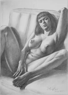 Drawing Charcoal Girl Nude #0022, Tablo Hongtao Huang tarafı