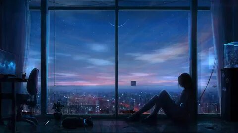 Живые обои Into the night alone by the window СКАЧАТЬ (2742178624) .