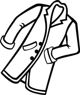 Clipart Of Coat, Black Coat And Closet - Line Art - Png Down