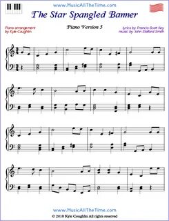 The Star Spangled Banner advanced sheet music for piano. Fre