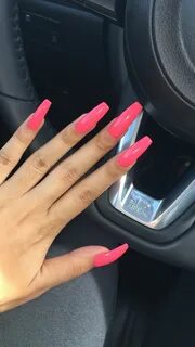 Hot pink acrylic coffin nails Pink acrylic nails, Neon acryl