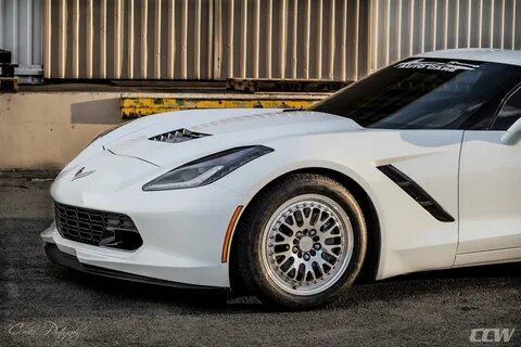 White Chevrolet C7 Corvette Stingray - CCW Classic Wheels - 