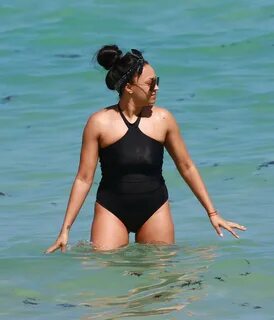 Tia Mowry in Black Swimsuit 2017 -07 GotCeleb