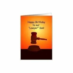 happy birthday, lawyer son, judge gavel Card