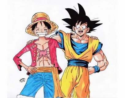 Dragonball Z X One Piece - Luffy and Goku by TriiGuN Anime c