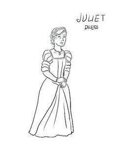 Juliet Romeo Costume Drawings Coloring Easy Template Costume