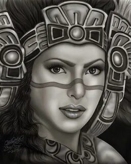 Aztec Princess by Big Ceeze Mexican Indian Tattoo Canvas Art