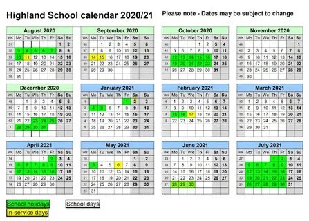 Highland School Calendar 2020/21 & 2021/22 - downloaded 17th