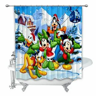 New Custom Disney Mickey And Minnie Mouse Art Shower Curtain