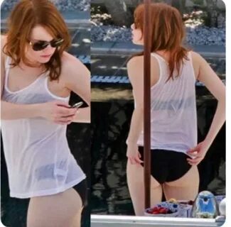 Emma Stone showing her figure looking amazing in see through