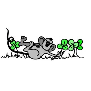Mouse Playing In Shamrocks!-- -- SVG Clip Art, !-- --cartoon