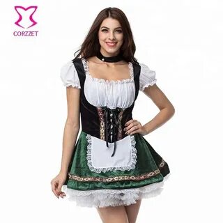 Corzzet Germany Traditional Oktoberfest Dirndl Beer Girl Cos