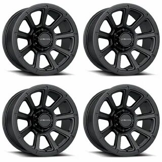 Set 4 17" Vision 353 Turbine Black Wheels 17x8.5 8x170 18mm 