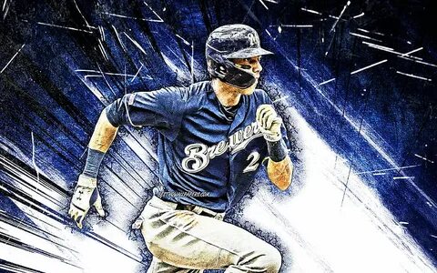 Christian Yelich, grunge art, Milwaukee Brewers, MLB, outfie