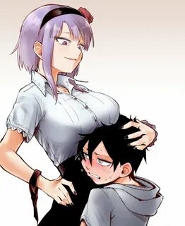 Safebooru - 1boy 1girl abarai575 black hair black nails blus