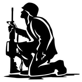 Military Soldier Kneeling Silhouette Vector Illustration 371