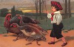 Thanksgiving Greetings Three Turkeys Leading By Boy PFB Post
