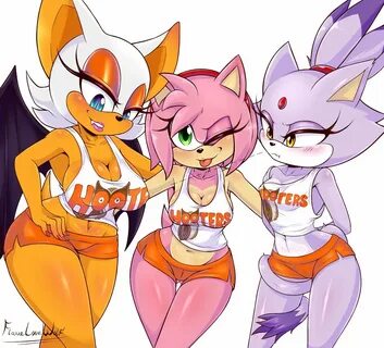 Rouge, Amy, and Blaze Working at Hooters (FlameLoneWolf) Son