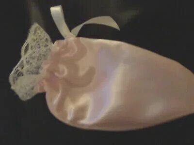 SISSY MODESTY CHASTITY POUCH PINK SATIN WHITE LACE TRIM STRE