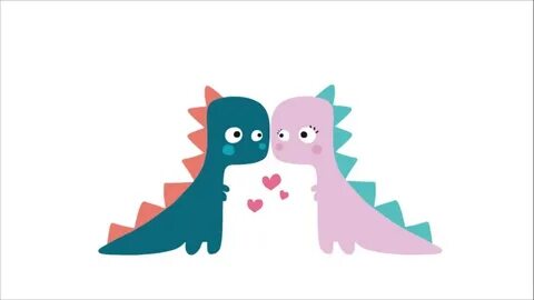 dinosaur couple lover cartoon doodle: стоковое видео (без ли