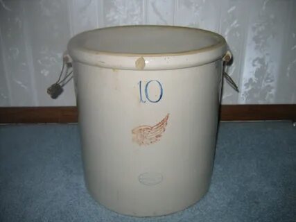 Antique Red Wing 10 Gallon Stoneware Crock w/ Handles Item #