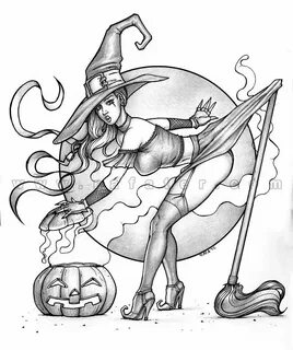 Halloween witch pinup - Pencil by rafater on deviantART Hall