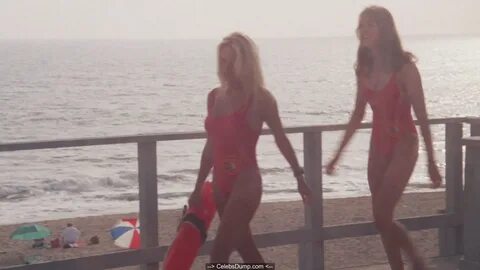 Alexandra Paul in red swimsuit at Baywatch Season 3 (1992-19