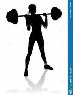 Gym Woman Silhouette Barbell Weights Stock Vector - Illustra