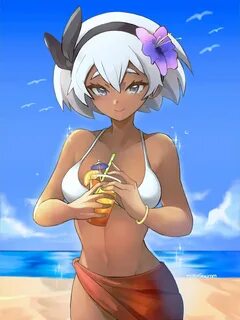 Safebooru - 1girl artist name beach bikini bikini top bird b