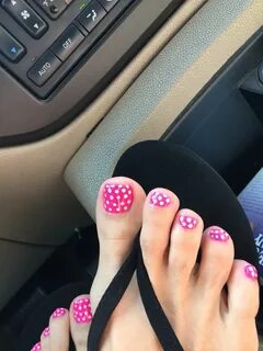 Love My Hot Pink Polka Dot Spring Toe Nails Spring pedicure,