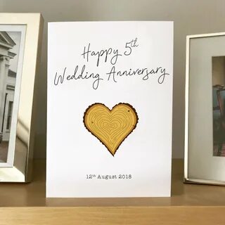 5th Wedding Anniversary Wood Card. 