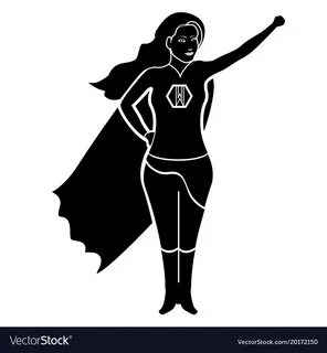 Superwoman cartoon character silhouette Royalty Free Vector
