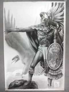 GUERRERO AZTECA ÁGUILA PINTURA A LÁPIZ Aztec warrior tattoo,