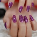 Грейс фиолетовый гелевые ногти балерины, наполненный блеск и
