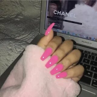 Hot pink coffin nails! Hot pink nails, Pink acrylic nails, C