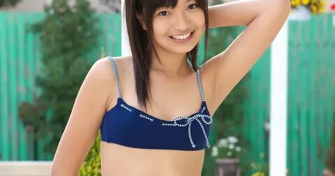 Mayumi Yamanaka Japanese Cute Idol In Sexy Blue Dark Swimsui