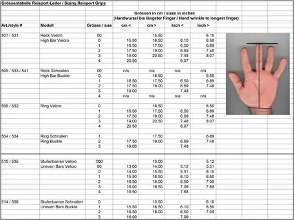 reisport gymnastics grips size chart - Fomo