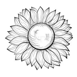 Sunflower Clipart Black And White : Sketch pen and ink vinta