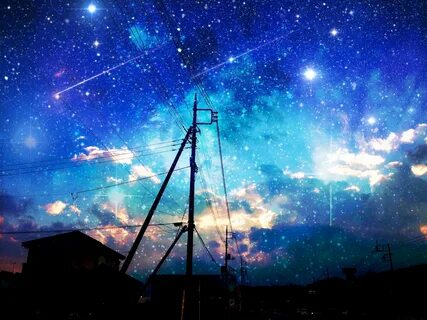 Звездное небо аниме фон - 48 фото