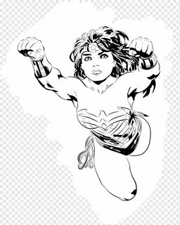 Drawing Line art, Wonder Woman, face, hand, people png PNGWi