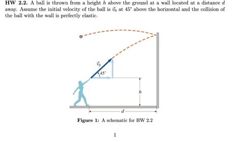 Solved HW 2.2. A ball is thrown from a height h above the Ch