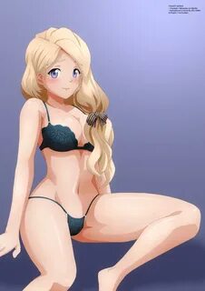 Xbooru - 1girl 1girl arm support big breasts blonde hair blu