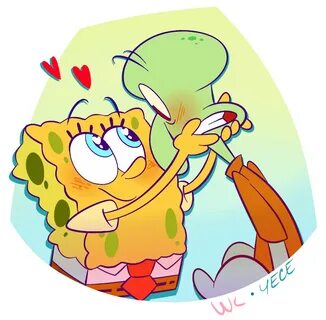 I colored one of @supericebeam‘s lovely Squidbob sketches (w