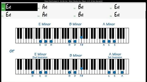 Piano Chord Lesson Excercise 7 Em Bm Am Minor Chords Chords 