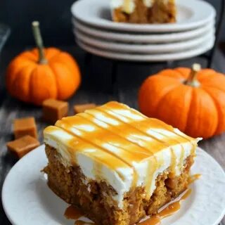 Pumpkin Caramel Cream Cheese Poke Cake Recipe Pumpkin desser